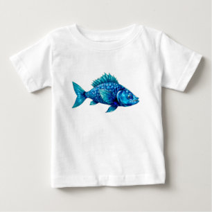 Blue Fish with Spiky Fins and Scales Baby T-Shirt