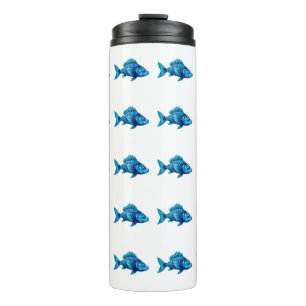 Blue Fish with Spiky Fins and Scales Thermal Tumbler
