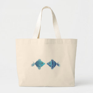 blue fishes large tote bag