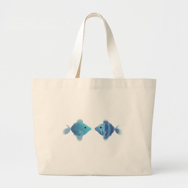 blue fishes large tote bag (Front)