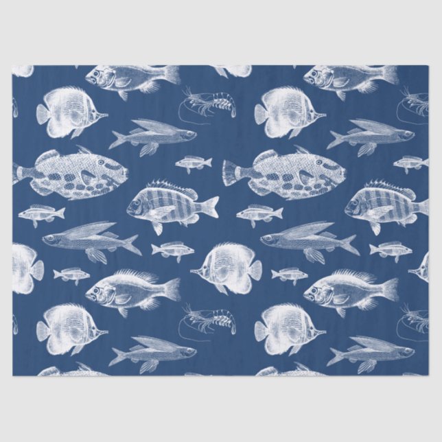Blue Fishing Tissue Paper (Front)
