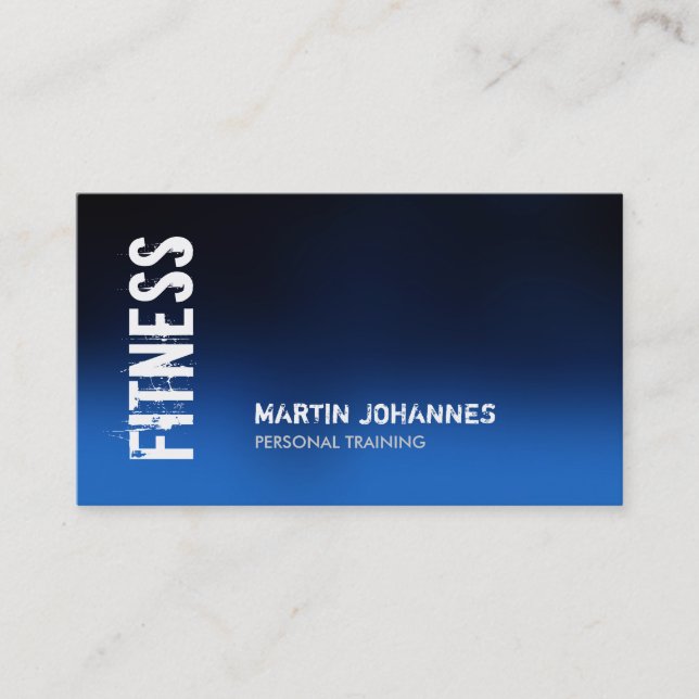 Blue Fitness Modern Business Card (Front)