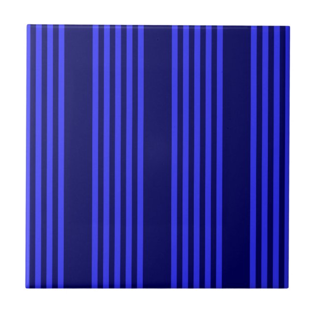Blue five stripes pattern ceramic tile (Front)