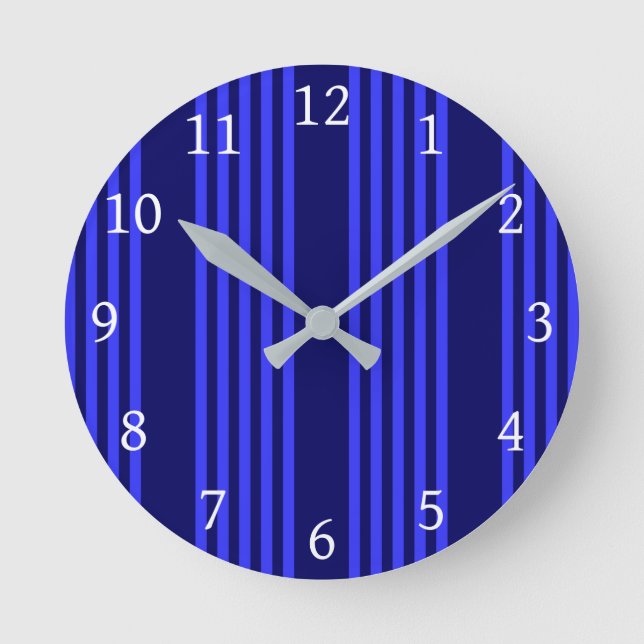 Blue five stripes pattern round clock (Front)