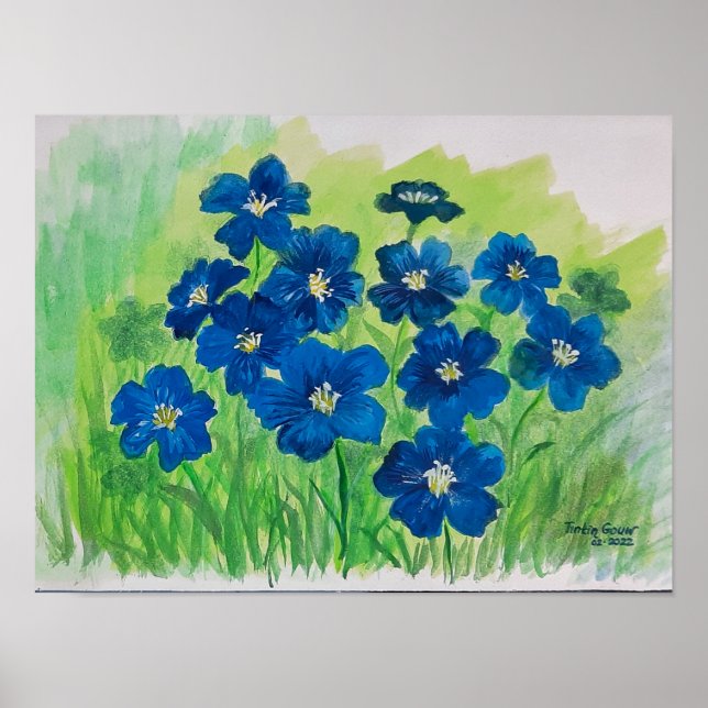 blue flag flowers poster (Front)