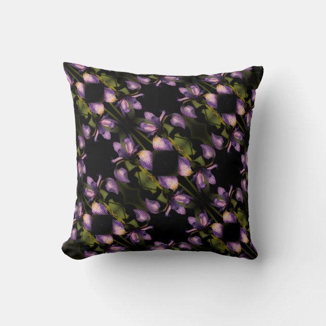 Blue Flag Iris Flower Abstract Pattern  Cushion (Front)