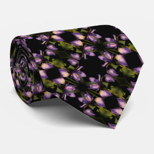 Blue Flag Iris Flower Abstract Pattern Tie