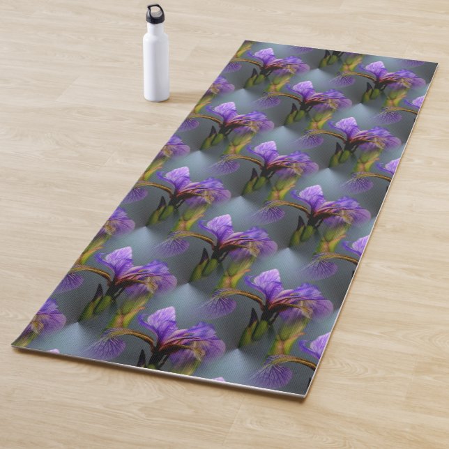 Blue Flag Iris Flower Nature Art Pattern    Yoga Mat (In Situ)