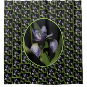 Blue Flag Iris Flower Pattern     Shower Curtain