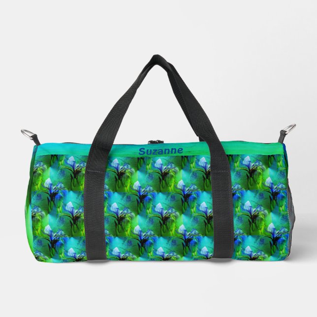 Blue Flag Iris Flower Pattern Tint Personalised  Duffle Bag (Front)