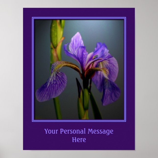 Blue Flag Iris Flower Personalised Poster (Front)