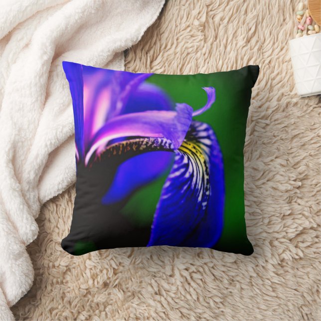 Blue Flag Iris Flower Petal Close Up Cushion (Blanket)