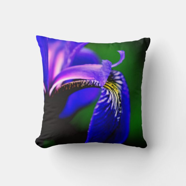 Blue Flag Iris Flower Petal Close Up Cushion (Front)