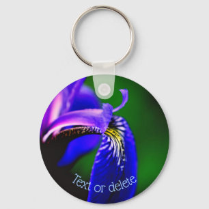 Blue Flag Iris Flower Petal Personalised Key Ring