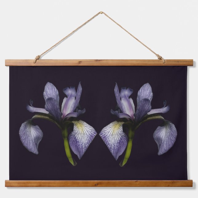 Blue Flag Iris Flower Twins Hanging Tapestry (Front)