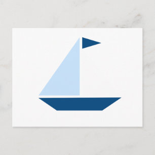 Blue Flag Sail Boat Postcard