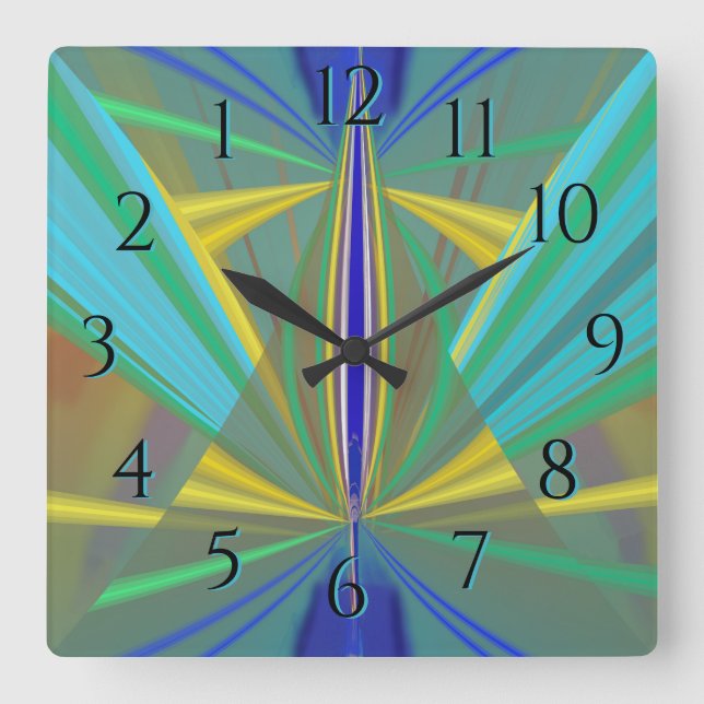 Blue Flame 2 Abstract in Blues Backward Clock (Front)