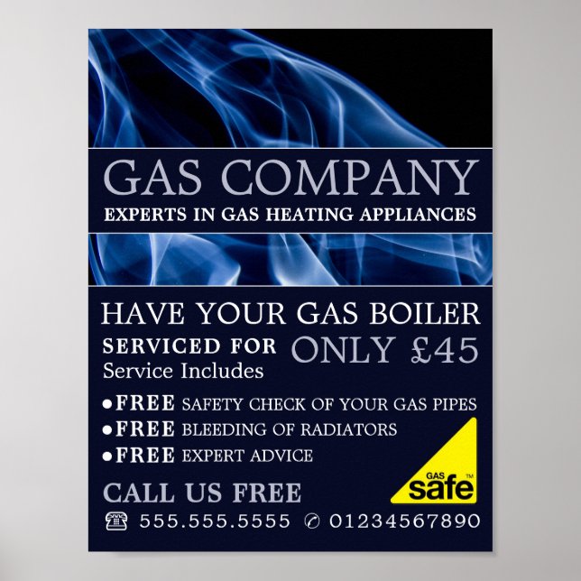 Blue Flame, Gas Engineer & Supplier Advertising Poster (Front)