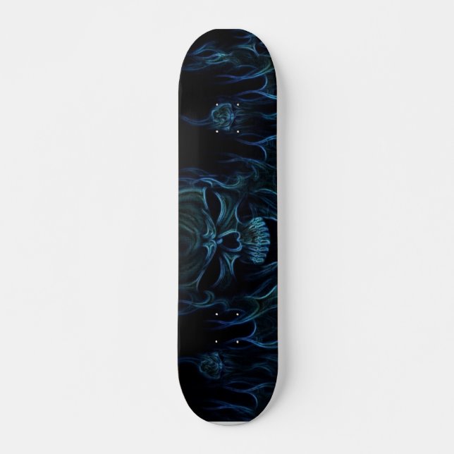 Blue flame skull design skateboard (Front)