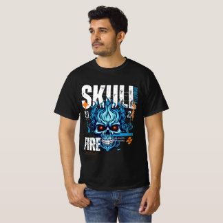 Blue Flame Skull - Edgy Streetwear Tee