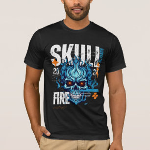 Blue Flame Skull - Edgy Streetwear Tee