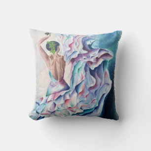 BLUE FLAMENCO DANCER CUSHION