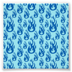 Blue Flames Aesthetic EGirl Fire Combustion Y2K Photo Print