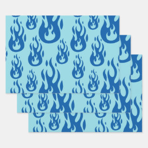 Blue Flames Aesthetic EGirl Fire Combustion Y2K Wrapping Paper Sheet