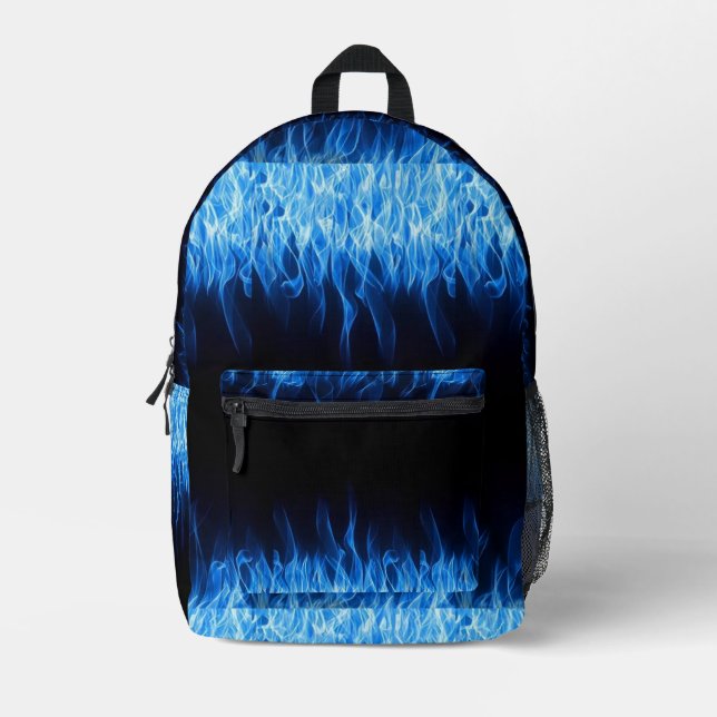 Blue Flames Design Printed Backpack (Front)