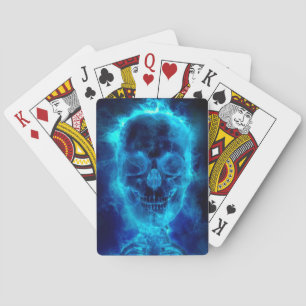 Blue Flaming Skull Playing Cards