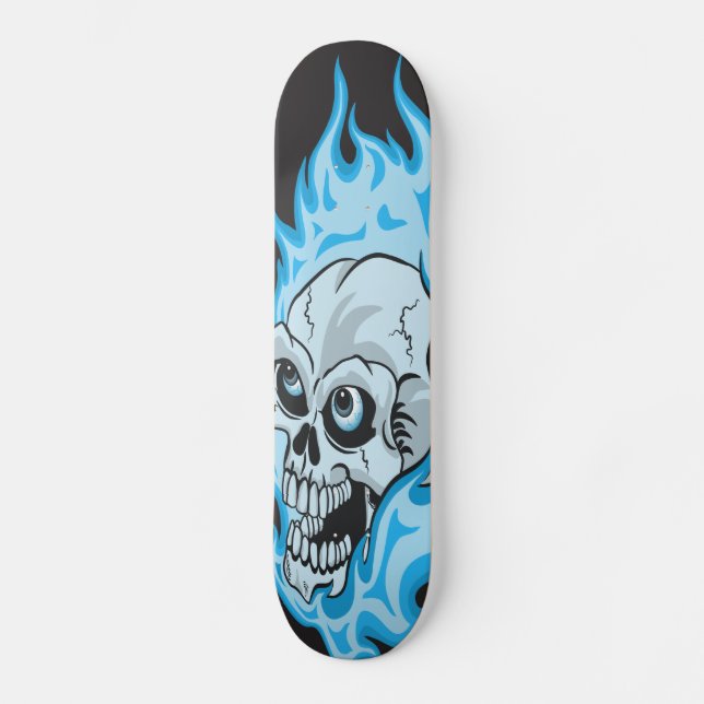Blue Flaming Skull Skateboard (Front)
