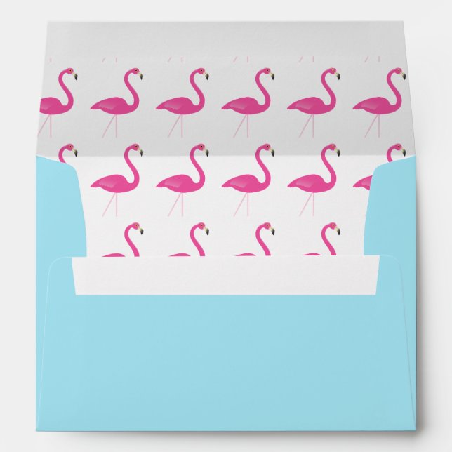 Blue Flamingo Beach Invitation Envelope (Back (Bottom))