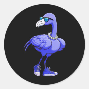 Blue Flamingo Pearls Comma La Kamala Harris 2024 Classic Round Sticker