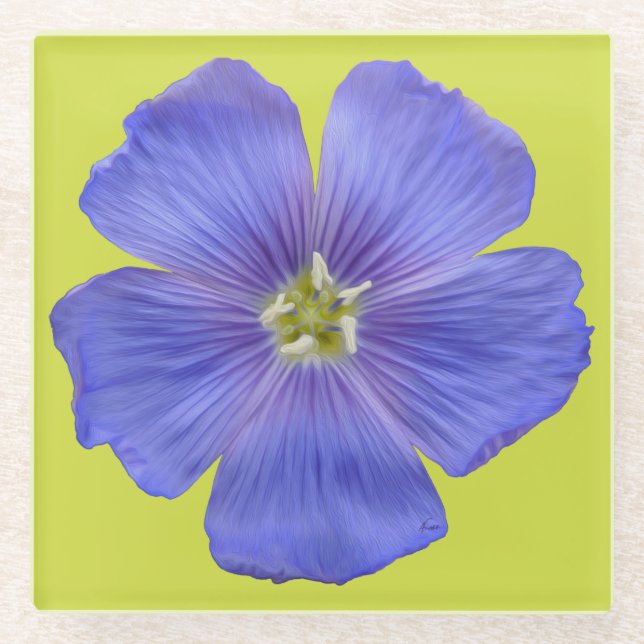 Blue Flax #1 Glass Coaster (Front)