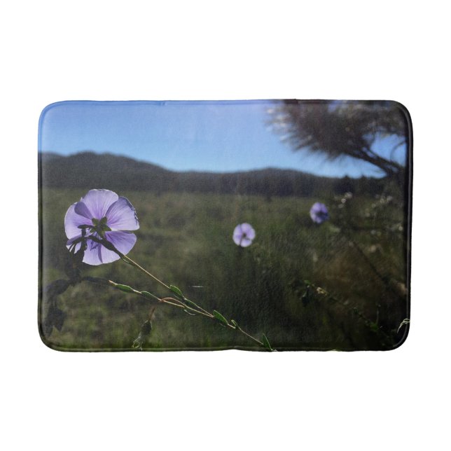 Blue Flax Flowers Photograph Bath Mat (Front)