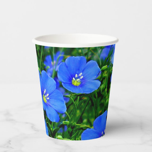 Blue Flax Linum Flowers-PAPER CUPS (Front)