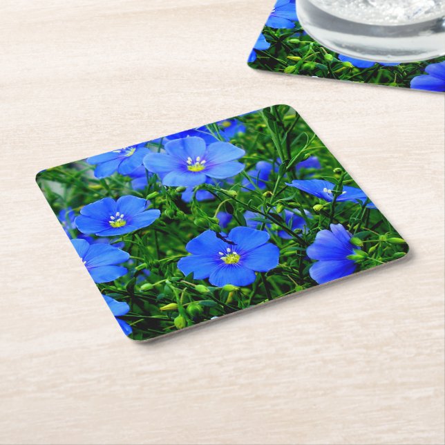 Blue Flax Linum Flowers-PULP PARTY COASTERS (Angled)