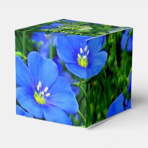 Blue Flax Linum Flowers-SQUARE HEART FAVOR BOX
