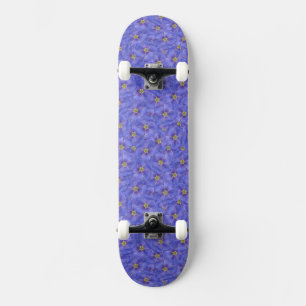 Blue Flax Seamless Pattern Skateboard