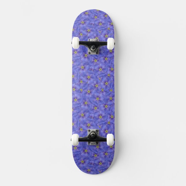 Blue Flax Seamless Pattern Skateboard (Front)