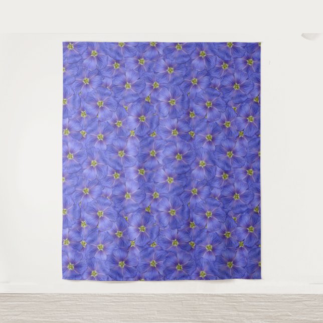 Blue Flax Seamless Pattern Tapestry (Front)