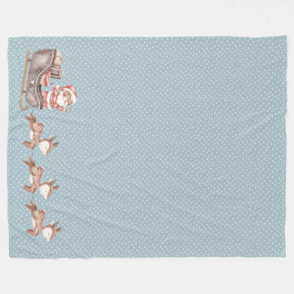 Blue Fleece Blanket w/ Santa in the Sled