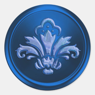 Blue Fleur de Lis on Blue Envelope Seal