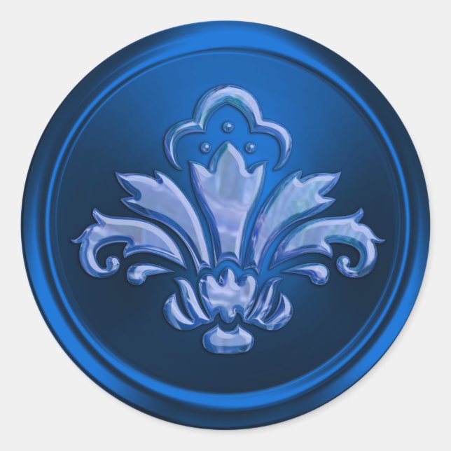 Blue Fleur de Lis on Blue Envelope Seal (Front)