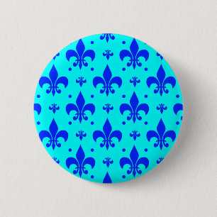 Blue Fleur-de-lis Pattern Design 6 Cm Round Badge