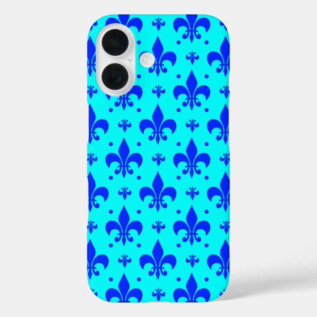 Blue Fleur-de-lis Pattern Design  Case-Mate iPhone Case (Back)