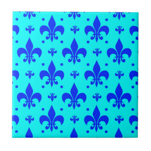 Blue Fleur-de-lis Pattern Design  Ceramic Tile