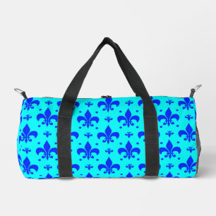 Blue Fleur-de-lis Pattern Design Duffle Bag