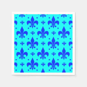 Blue Fleur-de-lis Pattern Design  Napkin
