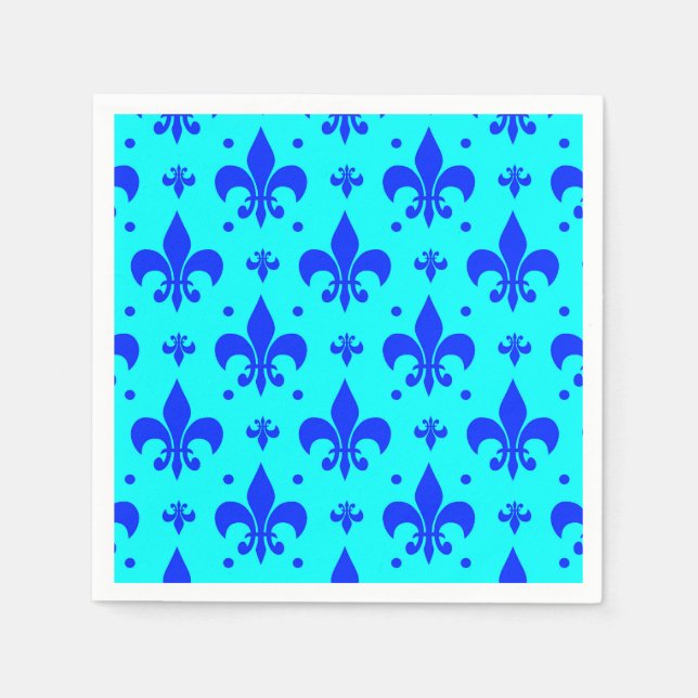 Blue Fleur-de-lis Pattern Design  Napkin (Front)